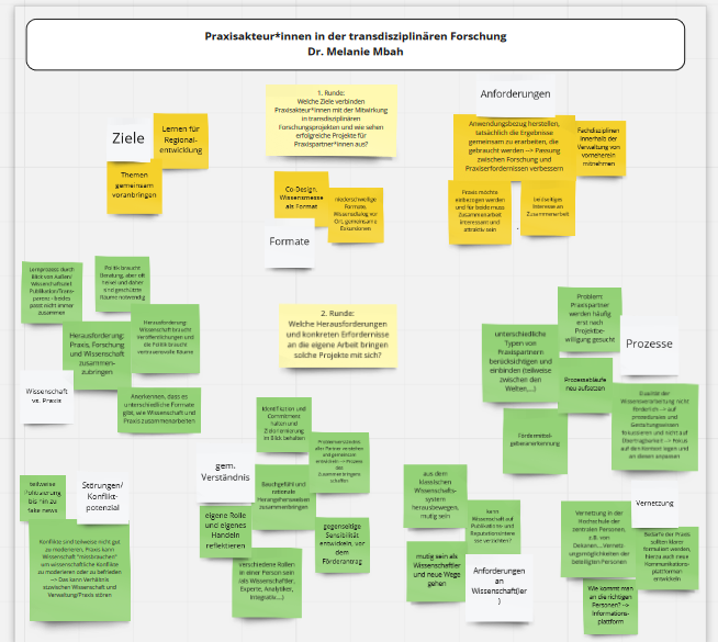 Ziele und Herausforderungen von Praxisakteur*innen in der transdisziplinären Forschung – beispielhafte Ergebnisse einer Gruppenarbeit